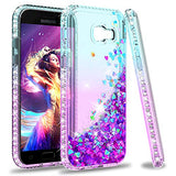 Galaxy A5 2017 Coque Etui Glitter Cell Phone Case for Girl Women,LeYi Cute Clear Design Bling Shiny Quicksand Liquid TPU Silicone Protective Phone Cover Case for Samsung Galaxy A5 2017 ZX Teal/Purple