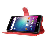 KuGi BLU Life One X2 Mini case,ultra-thin MX style PU Cover + TPU Back Wallet stand Case For BLU Life One X2 Mini smartphone(Red)