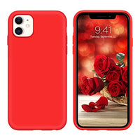 iPhone 11 Case, DUEDUE Liquid Silicone Soft Gel Rubber Slim Cover with Microfiber Cloth Lining Cushion Shockproof Full Body Protective Anti Scratch Case for iPhone 11 6.1 inch for Women Girls,Red