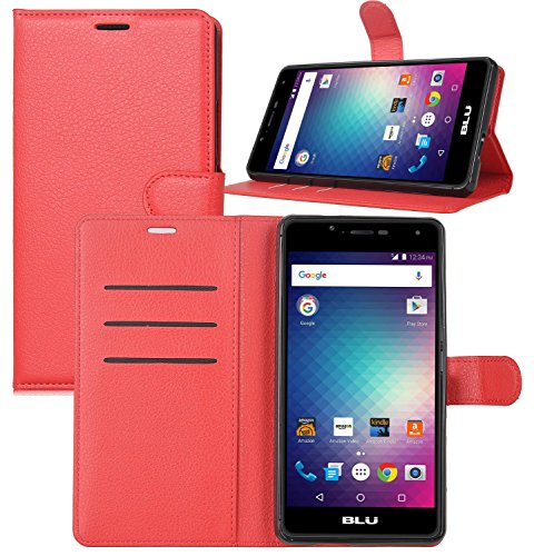 KuGi BLU Life One X2 Mini case,ultra-thin MX style PU Cover + TPU Back Wallet stand Case For BLU Life One X2 Mini smartphone(Red)